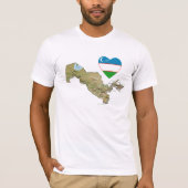 Oezbekistan - Vlaggenhoofd en kaart T-Shirt (Voorkant)