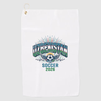 Oezbekistan Voetbal 2026 Voetbal Vet Land Typogra Golfhanddoek