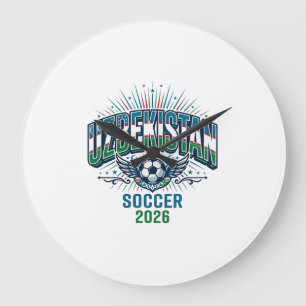 Oezbekistan Voetbal 2026 Voetbal Vet Land Typogra Grote Klok