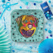 Oezelige hond met Rottweiler verjaardagstaart Bord (Feest)