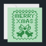 Oezeloze gordels met zweetvormig patroongordel en kaart<br><div class="desc">Groen breipatroon in lelijke sweater stijl met gordels en tekst voor Merry Xmas</div>