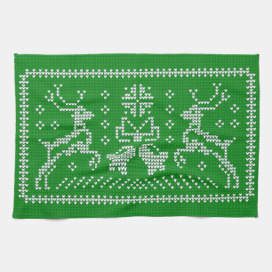 Oezeltrui gordels kerst groen theedoek