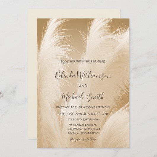 OF-code | Blush Beige Pampas Grass Foto Kaart (Voorkant / Achterkant)