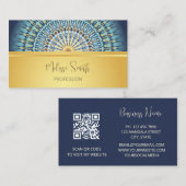OF code | Gold Blue Mandala Pattern Visitekaartje (Voorkant / Achterkant)