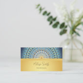 OF code | Gold Blue Mandala Pattern Visitekaartje (Staand voorkant)
