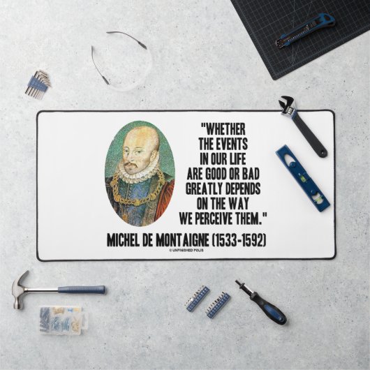 Of gebeurtenissen in het leven goed of slecht waar bureaumat (Werkstation)