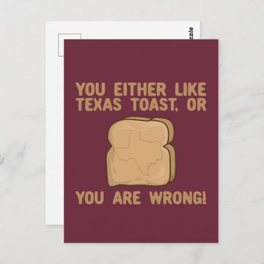 Of je houdt van Texas Toast of je bent verkeerd Briefkaart (Voorkant / Achterkant)
