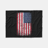 Of July Distressed American Usa Flag Pocket Fleece Deken (Voorkant (Horizontaal))