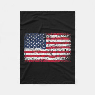 Of July Distressed American Usa Flag Pocket Fleece Deken