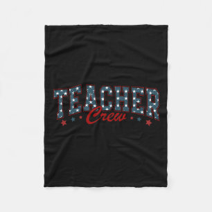 Of July Teacher Patriotic Shirt Teacher Crew Men W Fleece Deken