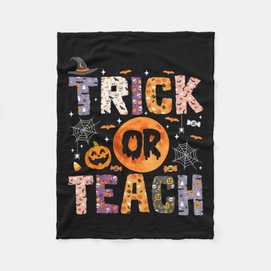 Of Leer Grappige Leraren Halloween Geest Fleece Deken (Voorkant)