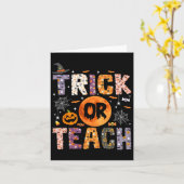 Of leer grappige leraren Halloween Ghost Kaart (Gele Bloem)