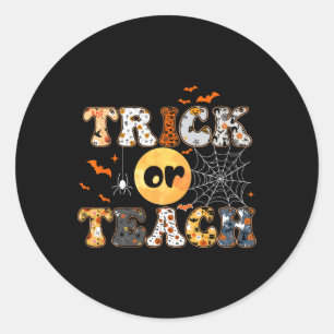 Of leer groovy leraar Halloween Retro Floral Gho Ronde Sticker