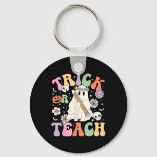 Of leer Schattigee leraar Halloween Retro Floral G Sleutelhanger