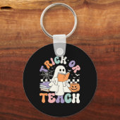 Of leer spookachtige leraar Schattige Ghost Lees b Sleutelhanger (Voorkant)