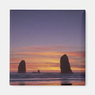OF, Oregon kust, Cannon Beach, zeestapels bij Magneet