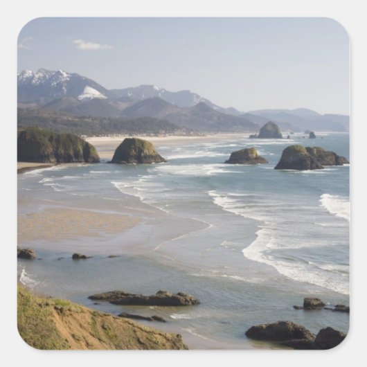OF, Oregon kust, Ecola State Park, Crescent Vierkante Sticker (Voorkant)