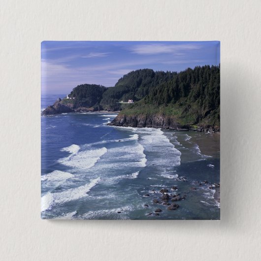 OF, Oregon kust, Heceta Head Lighthouse, op Vierkante Button 5,1 Cm (Voorkant)