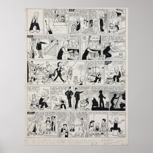 Of Wullie 1952 Cartoon Afdrukken Ondertekend en ge Poster (Voorkant)