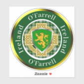 O'Farrell Ierse Schild/Celtisch Kruis Persoonlijk Sticker (Vel)