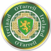 O'Farrell Irish Shield/Celtic Cross Personalized Sticker (Voorkant)