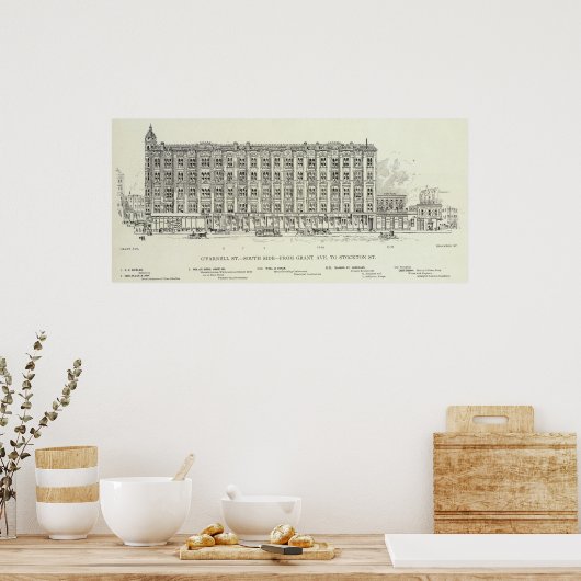 O'Farrell South side Grant en Stockton Poster (Keuken)