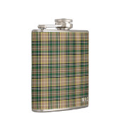 O'Farrell Tartan Monogram Groen en Tan Plaid Heupfles (Rechts)