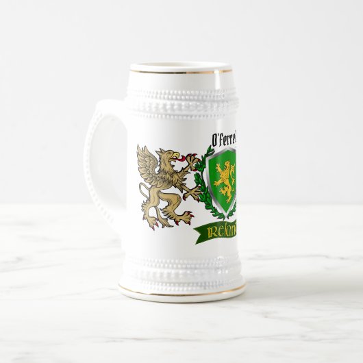 O'Ferrell/Ferrell Irish Shield Beer Stein Bierpul (Voorkant links)