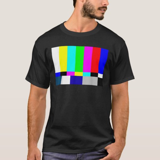 Off Air TV Kleurenbalken Unisex Volwassen Zwart Kl T-shirt (Voorkant)