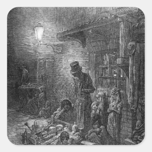Off Billingsgate, uitzicht van Harrow Alley Vierkante Sticker (Voorkant)
