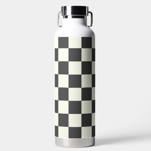 Off Black and Off White Checkerboard Waterfles (Voorkant)