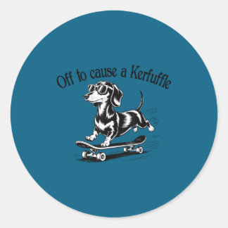 Off Cause Kerfuffle Dachshund Skater Ronde Sticker