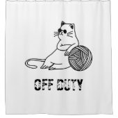 Off Duty Lazy Cat - Cute and Funny Bored Cat Two-T Douchegordijn (Voorkant)