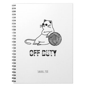 Off Duty Lazy Cat - Cute and Funny Bored Cat Two-T Notitieboek