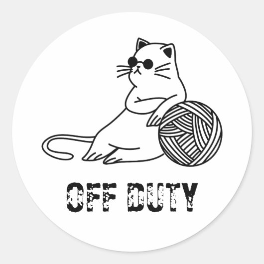 Off Duty Lazy Cat - Cute and Funny Bored Cat Two-T Ronde Sticker (Voorkant)