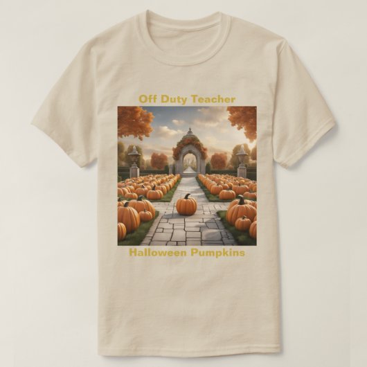 Off Duty Leraar Halloween Pompoenen T-shirt (Design voorkant)