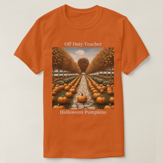 Off Duty Leraar Halloween Pompoenen T-shirt (Design voorkant)