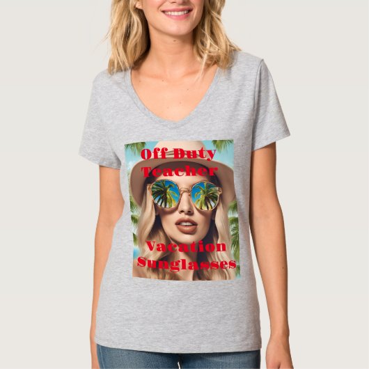 Off-duty leraar vakantie zonnebril T-shirt (Voorkant)