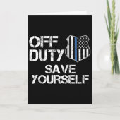 Off Duty Save Yourself Funny Lice Blue Line Gift Kaart (Voorkant)