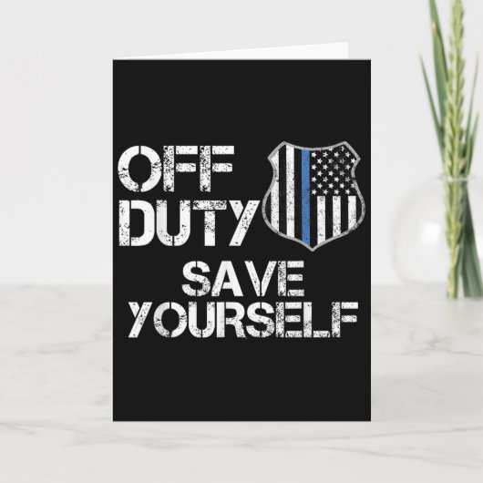 Off Duty Save Yourself Funny Lice Blue Line Gift Kaart (Voorkant)