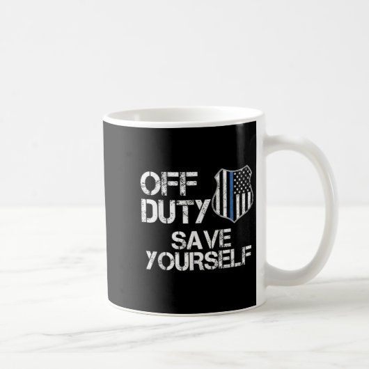 Off Duty Save Yourself Funny Lice Blue Line Gift Koffiemok (Rechts)