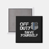 Off Duty Save Yourself Funny Lice Blue Line Gift Magneet (Voorkant / Achterkant)
