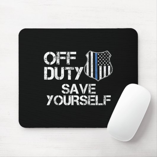 Off Duty Save Yourself Funny Lice Blue Line Gift  Muismat (Met muis)