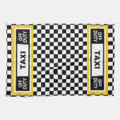 Off duty taxichauffeur New York gele taxi Theedoek (Horizontaal)