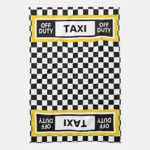 Off duty taxichauffeur New York gele taxi Theedoek