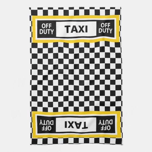 Off duty taxichauffeur New York gele taxi Theedoek (Verticaal)