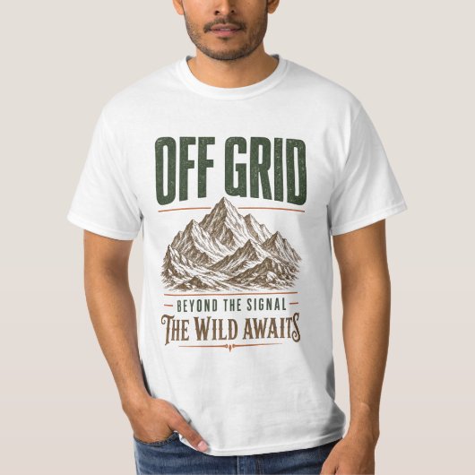Off Grid Vintage Bergontwerp T-shirt (Voorkant)