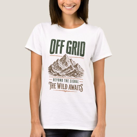 Off Grid Vintage Bergontwerp T-shirt (Voorkant)