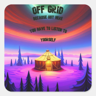 Off grid yurt vierkante sticker