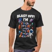 Off I'm 3 Space Birthday Party Celebration 3 T-shirt (Voorkant)